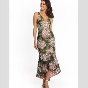Garden Embroidery Flounce High-Low Dress